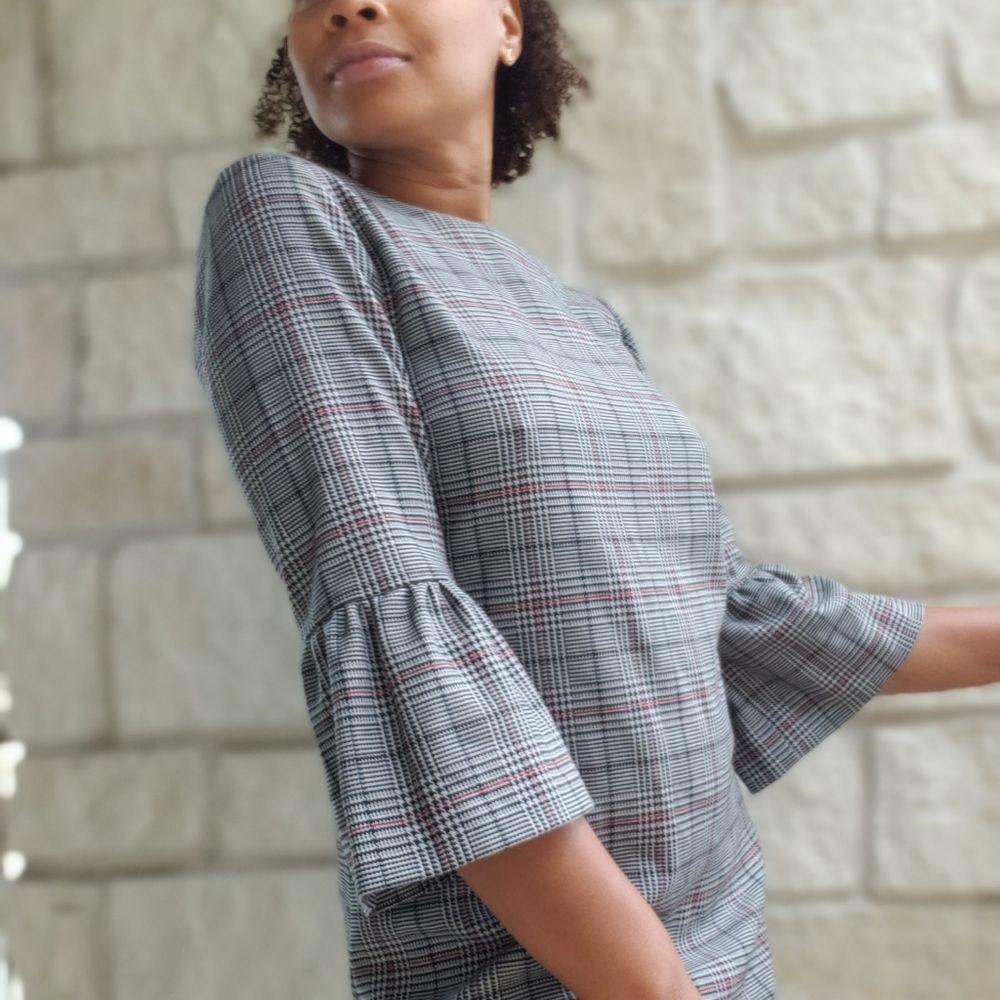 Zara Womens Glen Sleeve Sheath Dress